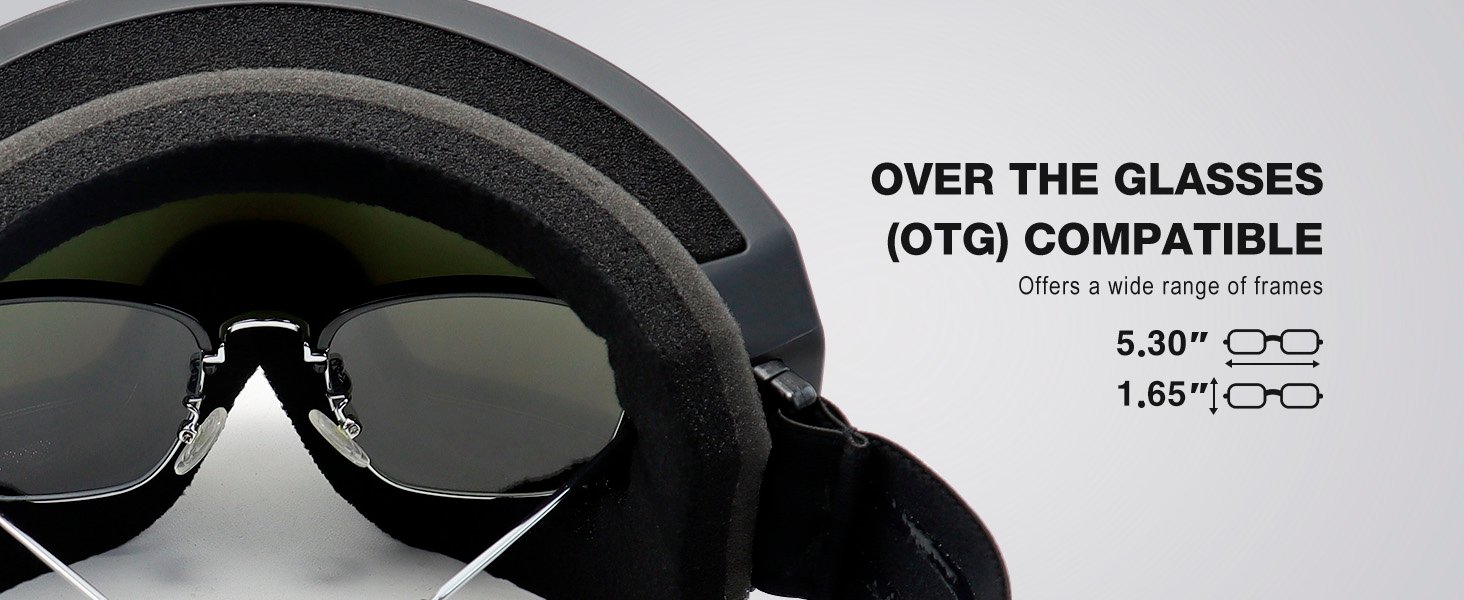 otg ski goggles over glasses snow goggles for men women compatible for myopia prescription glasses
