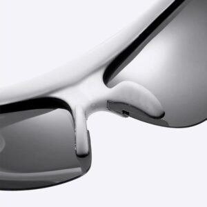 White And Black Shield Wraparound Sports Windproof Riding Running Hiking Cycling Fishing Motorcycle Hiking Sunglasses for Men Women Outdoor Polarized HD UV Protection Mirrored Reflective Sport Glasses