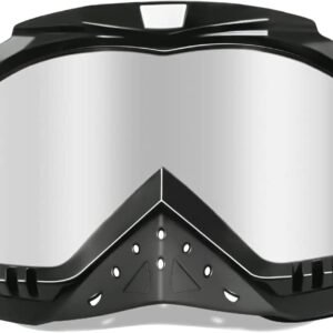 Motorcycle Goggles Dirt Bike Goggles Grip For Helmet Anti UV Windproof Dustproof Anti Fog Glasses for ATV Off Road Racing with Cool Look Headwear Silver Lens 2 in 1