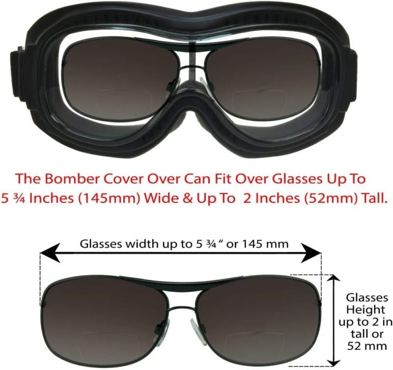 Fit Over Goggles for Eye-Glasses Motorcycle Riding Cycling Skiing Sky Diving Outdoor Work