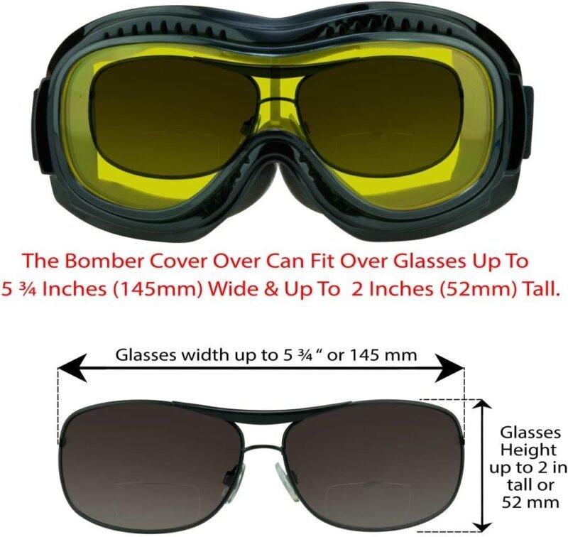 Fit Over Goggles for Eye-Glasses Motorcycle Riding Cycling Skiing Sky Diving Outdoor Work