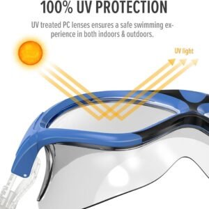Swim Mask – Wide View Swimming Mask & Goggles Anti-fog Waterproof Blue