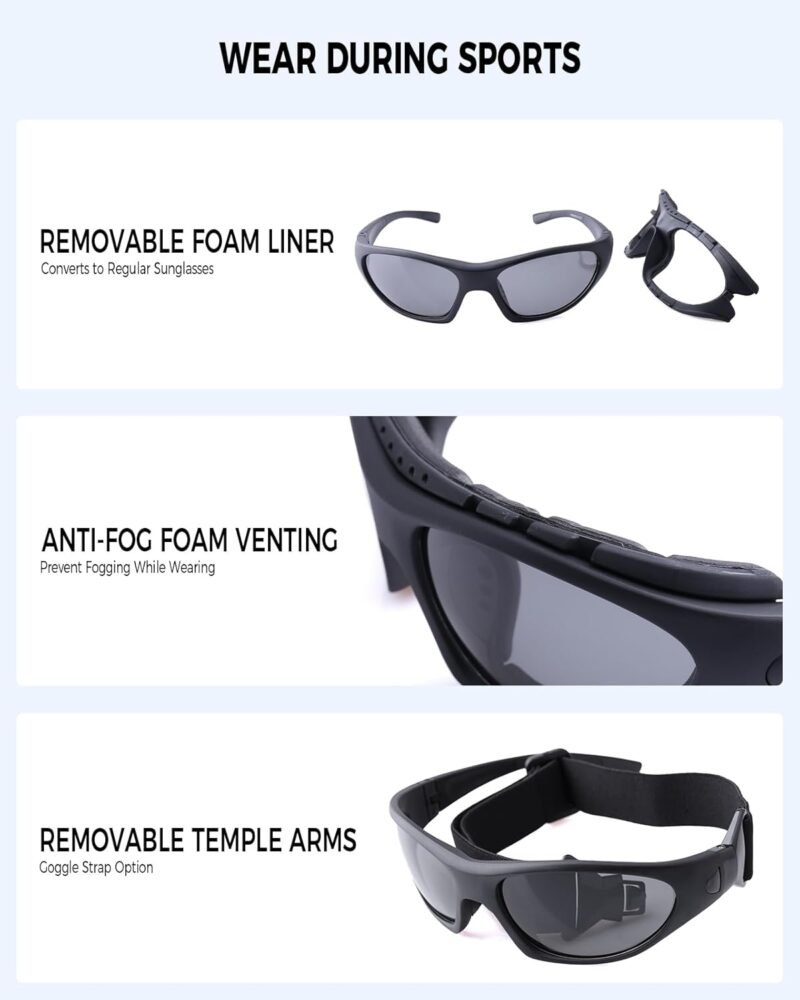 Motorcycle Riding Glasses for Men, Padding Goggles UV Protection Dustproof Windproof Motorcycle Wrap Sunglasses for Outdoor Actives