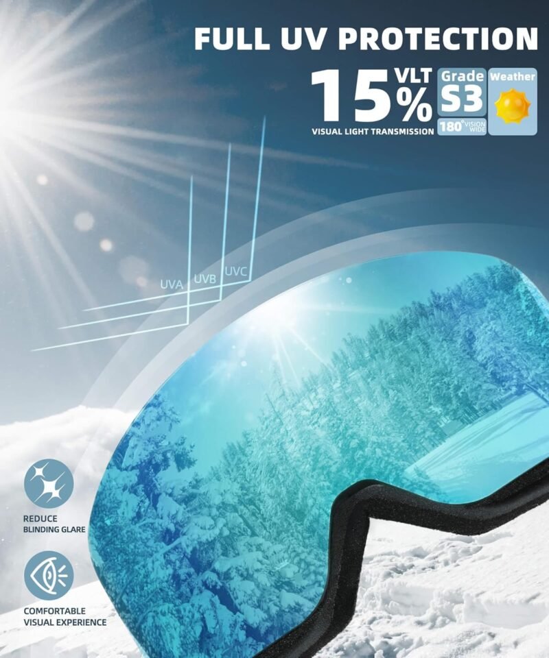 Ski Goggles for Men Women Snow Goggles Anti fog Snowboard Goggles with 100% UV Protection