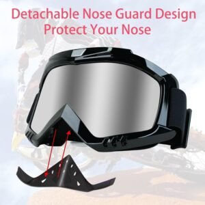 Motorcycle Goggles Dirt Bike Goggles Grip For Helmet Anti UV Windproof Dustproof Anti Fog Glasses for ATV Off Road Racing with Cool Look Headwear Silver Lens 2 in 1