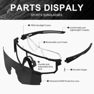 Polarized Sports Sunglasses for Men and Women,Fishing Cycling Mountain Bike Baseball Sunglasses with UV Protection
