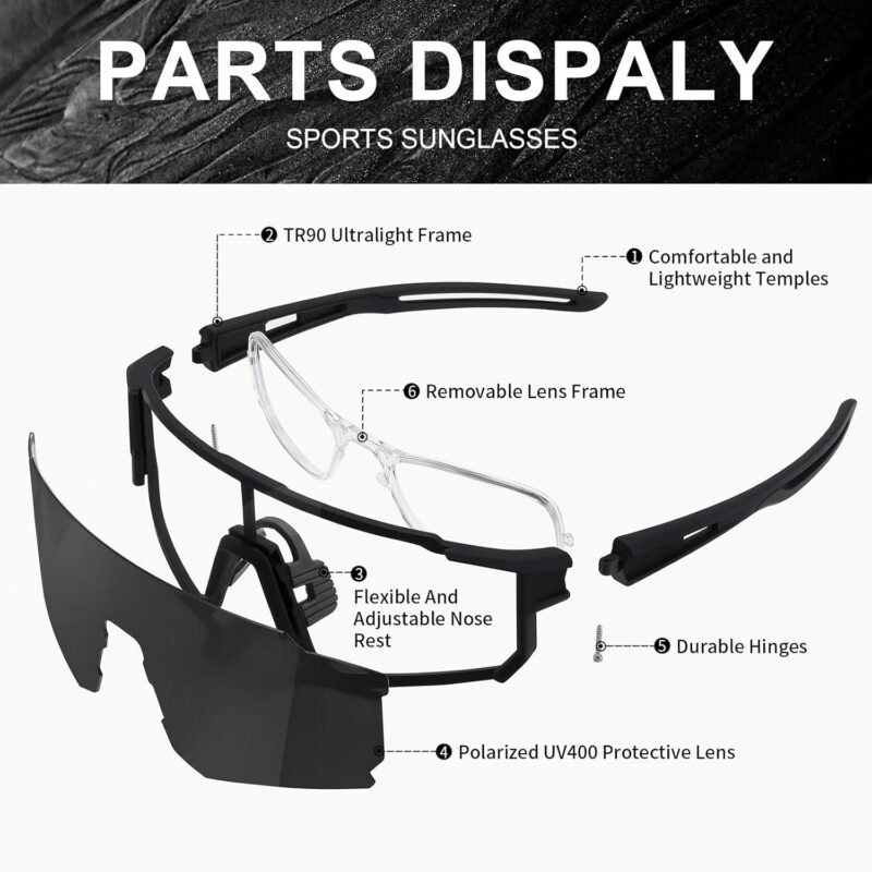 Polarized Sports Sunglasses for Men and Women,Fishing Cycling Mountain Bike Baseball Sunglasses with UV Protection