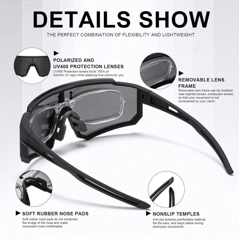 Polarized Sports Sunglasses for Men and Women,Fishing Cycling Mountain Bike Baseball Sunglasses with UV Protection